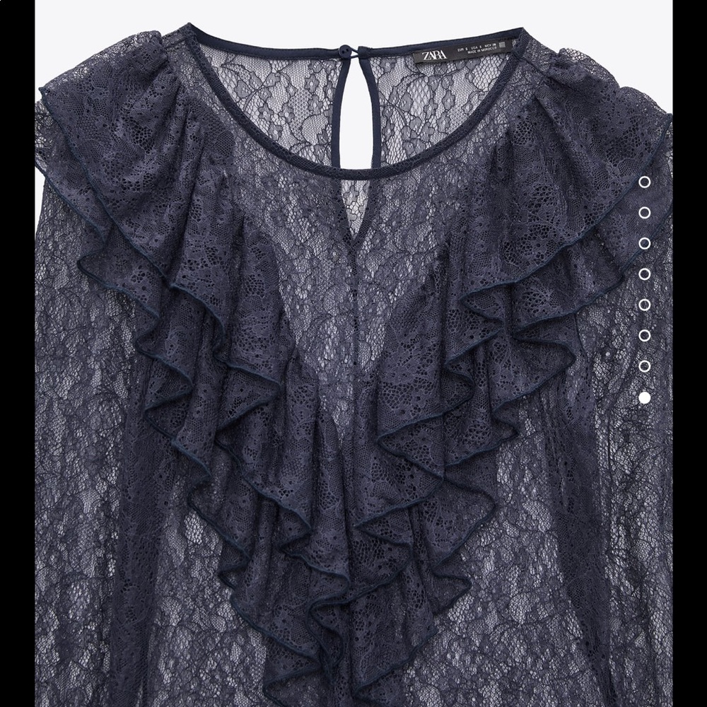 ZARA RUFFLED LACE TOP. - Picture 6 of 6